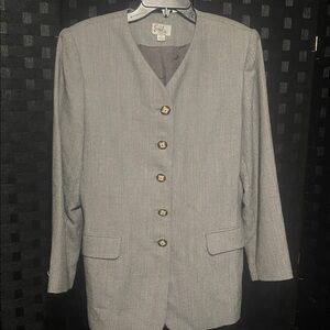 Gray Blazer with Gold Buttons